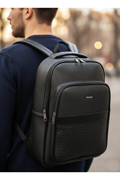 Başkent Çanta Galerisi حقيبة ظهر جلدية للكمبيوتر المحمول مقاومة للماء باللون ...