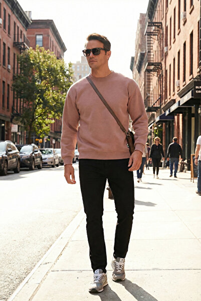 Buratti عادية تناسب طاقم الرقبة القطن مشعر من الداخل لينة مضلع العرق الرجال S...