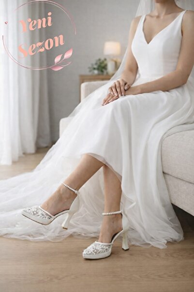 Famels High Heels Lace Wedding Bridal Shoes and Necklace Set with Gift