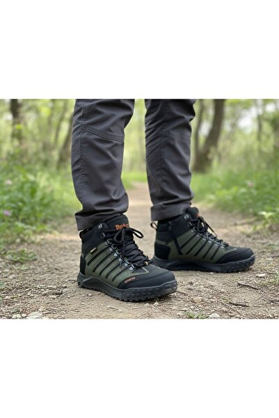 Budaks Men's Boots with Fur Inside, Anti-Slip Sole, Winter Lace-Up, Zippered Outdoor Trekking Boots