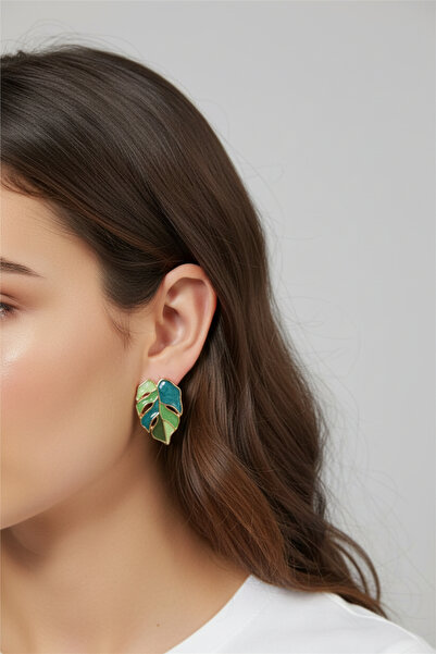 Alyas Aksesuar أقراط أنيقة مستوحاة من الطراز القديم على شكل أوراق الشجر