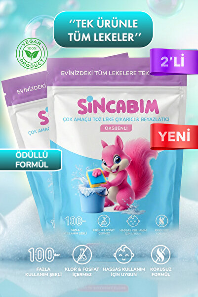 Sincabım Çok Amaçlı Oksijen Bazlı Toz Leke Çıkarıcı ve Beyazlatıcı 2x800 Gr