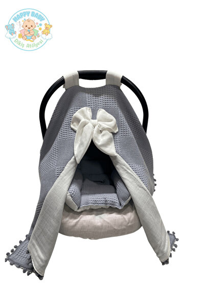 Happy Baby Dikiş Atölyesi 3'lü Puset Takımı Puset Örtüsü Minderi Çarşafı Müsl...