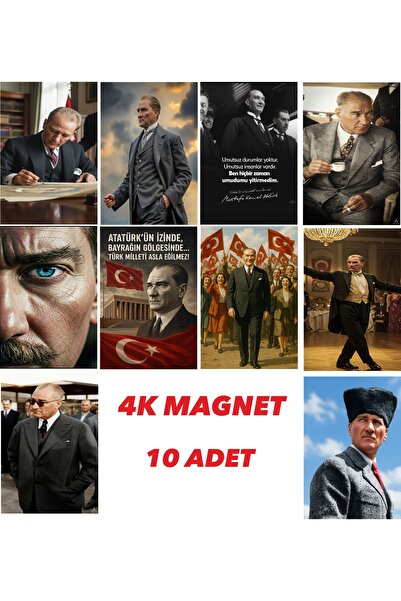 SIRADIŞI REKLAM ATATÜRK 4K GÖRSELLİ BUZDOLABI MAGNETİ 10 ADET