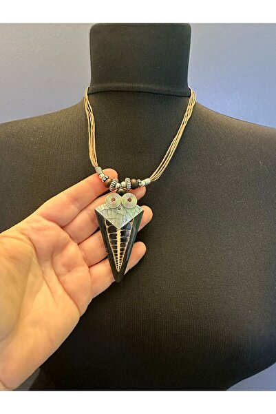 Gönülden Tasarım Snake Patterned Women's Necklace with Leather Strap 19 cm