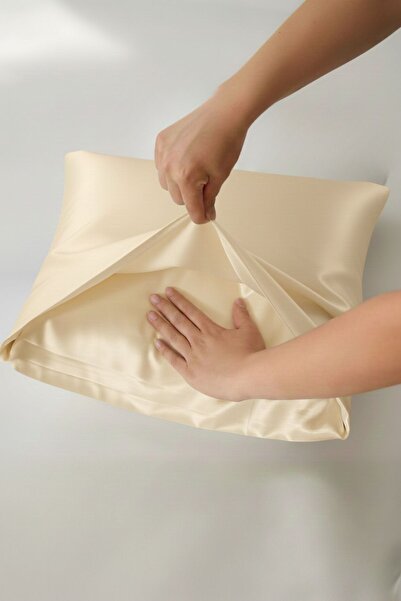 İpekshop Premium Kalite Saf Ipek Zarf Envelope Yastık Kılıfı Açık Sarı 22 Mom...