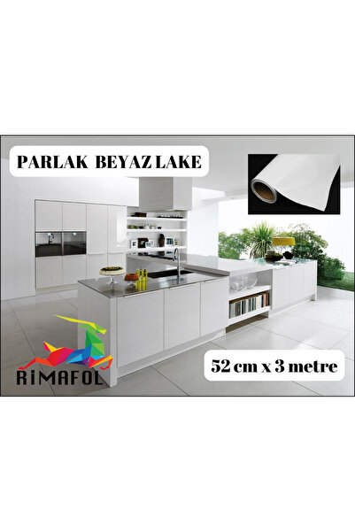 RİMAFOL Glossy White Adhesive Kitchen Cabinet Countertop and Furniture Covering Foil 52 cm X 3 Meters