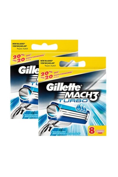 Gillette Mach3 Turbo Spare Shaving Blade 8 Pieces X 2 Pieces