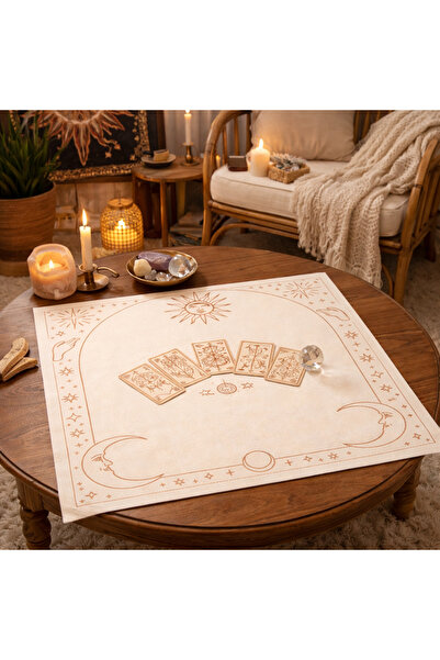 ALAMODECOR Krem Güneş Desenli Tarot Örtüsü | Sunak Örtüsü | Altar Örtüsü | Ri...