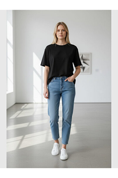 MODA Women's Crew Neck Cotton Basic Oversize Short Sleeve T-Shirt