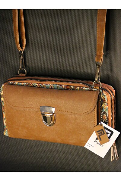 PUJİVA Etnik Tarz Desenli, Çok Cebli, Fermuarlı, Askılı, Renkli, Kartlık, Tel...