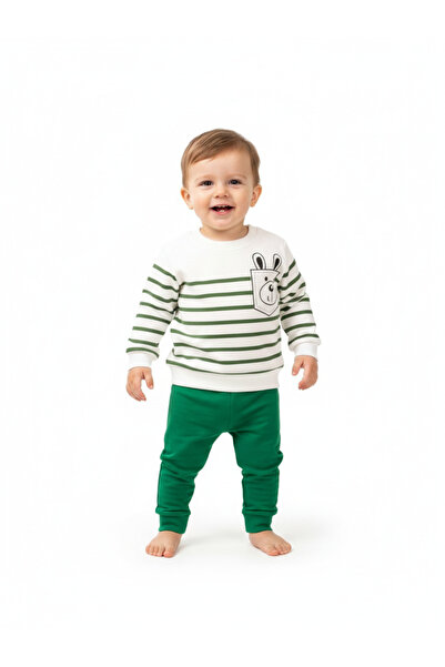 Striped Green Seasonal Baby Boy Bottom Top Set