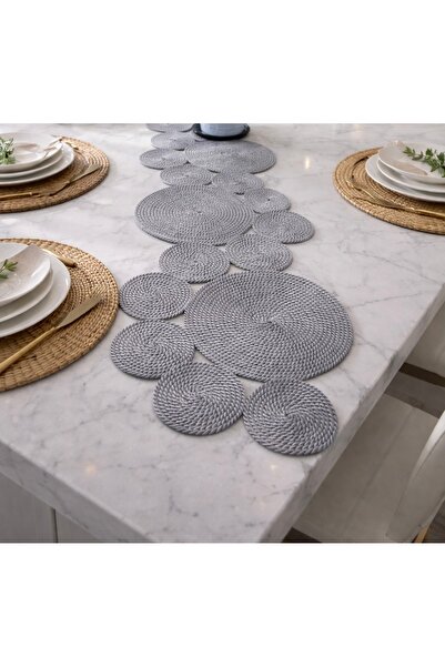 Naspar Runner gri multifuncțional pentru cusut manual – 100×45 cm Husă pentru masă, consolă și măsuță de cafea