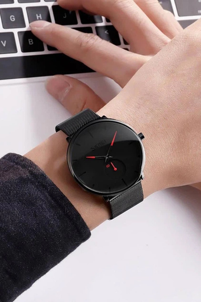 Skmei 9185 Erkek Kol Saati Analog Su Geçirmez Metal Kasa Metal Hasır Kordon