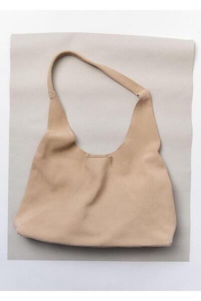 LULUTASARIM Luluya Genuine Nubuck Leather Hobo Shoulder Bag - Sand Beige (100% Genuine Leather)