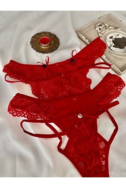 TREND DOKUNUŞ KADIN 4 LÜ KIRMIZI KÜLOT TAKIMI