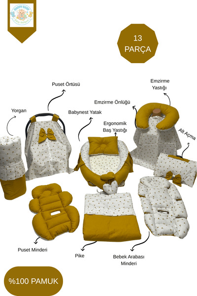 Happy Baby Dikiş Atölyesi 13’lü Babynest Puset Örtüsü Alt Açma Emzirme Yastığ...