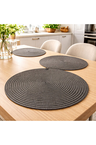 Naspar 6 قطع لوحة ألوان أنثراسيت / مفرش طاولة