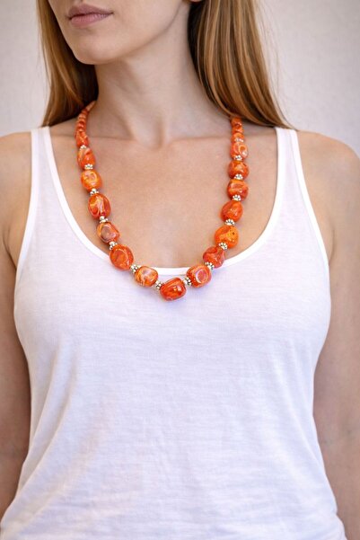 Gönülden Tasarım Natural Stone Women's Necklace 23 cm