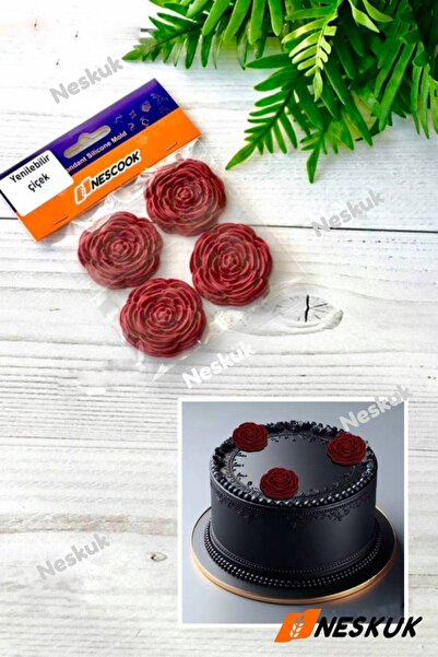 Neskuk Pasta Süslemesi İçin 4 Adet Yenilebilir Gül