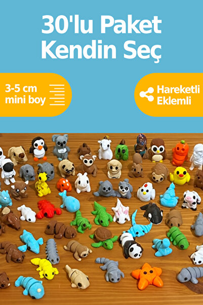 Mini Organik Oyuncaklar - Kendin Seç 30 Adet - Hareketli Mini Hayvan Figürleri