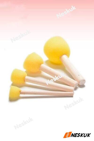 Neskuk مجموعة من 4 إسفنجات صفراء بمقبض خشبي