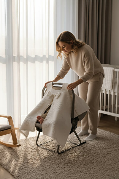 FG Store %100 Pamuk Çok Amaçlı Petek Pike Puset Örtüsü / Minder