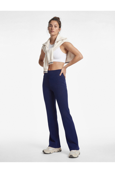 Koton High Waist Textured Flared Sports Leggings