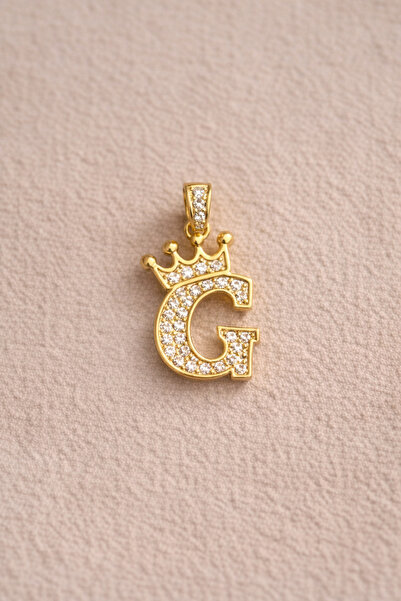 Owentis قلادة من الفولاذ بحجر ذهبي على شكل حرف G - لا تشويه -