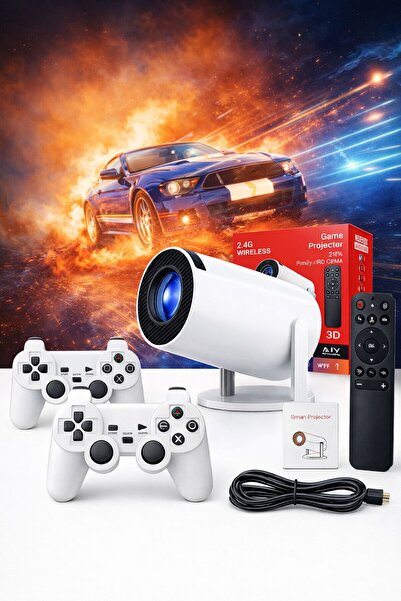 ON6 store Ultra HD Android Projeksiyon+2 Adet Oyun Kolu Seti,Wi-Fi Destekli,Geniş Ekran Ev Sinema ve Oyun seti