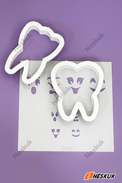 Neskuk قاطع أسنان وقالب مكون من 3 قطع / قالب كوكيز / قالب كوكيز للأطفال