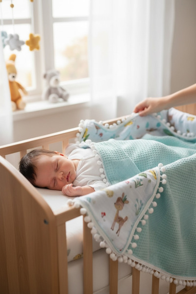 grow with muslin %100 Cotton Multipurpose Double-Layer Muslin Blanket (80x100 cm)