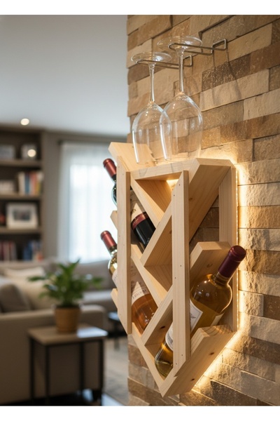 ARÇAMU DİZAYN Şişelik Ahşap Raf