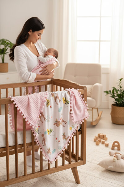 grow with muslin %100 Pamuk Çok Amaçlı Çift Katlı Müslin Battaniye (80X100)
