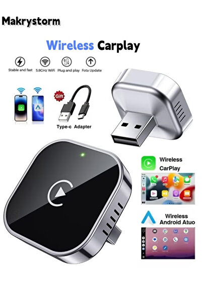 Makrystorm 2025 Wireless CarPlay&Android Auto Adapter Upgrade Wired CarPlay to Wireless with Mini USB Designs