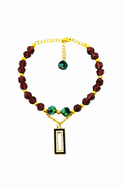 NO BRAND سوار من الكريستال الأرجواني والأخضر