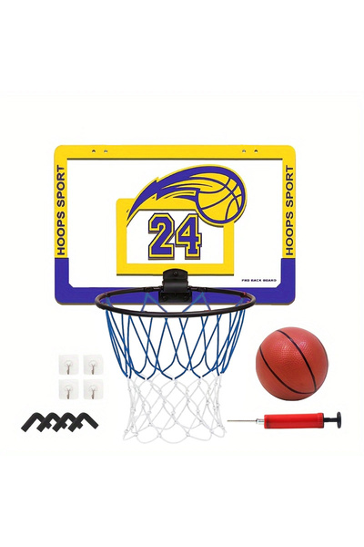 Choice حامل كرة سلة أصفر للأطفال مثبت على الحائط، غير مسامي، قابل للطي، مناسب...