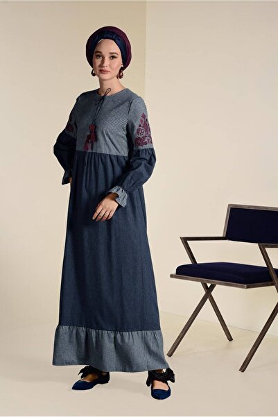 Alvina 4605 Model rochie brodata si cu ciucuri