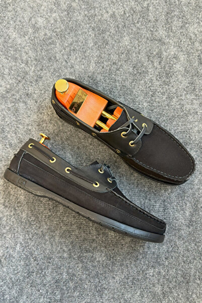 Greyybull Shoes حذاء لوفر صيفي أسود اللون من جلد نوبوك معطر