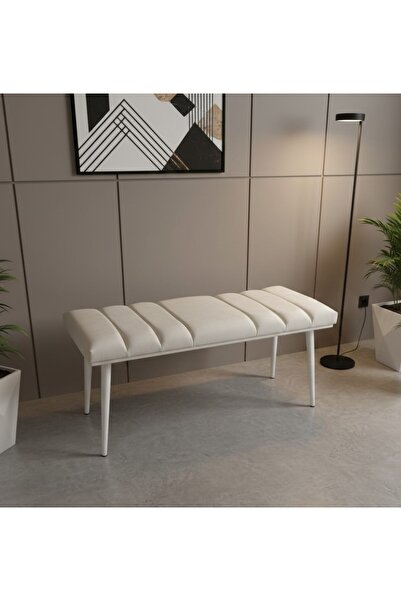 ÖZCAN METAL Beyaz Metal Ayaklı Metal Kasalı Bench Mutfak Salon Antre Yatak Od...