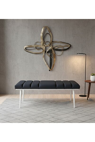 ÖZCAN METAL Beyaz Metal Ayaklı Metal Kasalı Bench Mutfak Salon Antre Yatak Od...