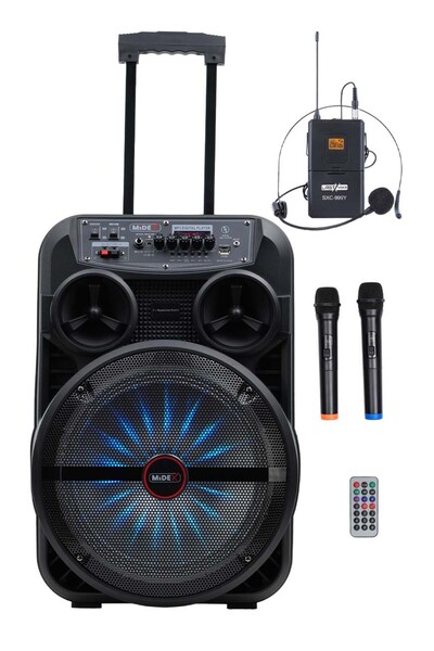 Midex MXR-280SXC Taşınabilir Seyyar Portatif 3 Mikrofonlu Şarjlı Ses Sistemi Hoparlör (280 Watt)