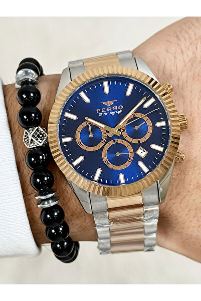 FERRO Rose ve Gümüş Çelik Kordon Erkek Kol Saati FM31289A-E3