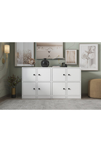 Nettrends Dolapli Konsol Beyaz 130 Cm KNS-1019-Ç