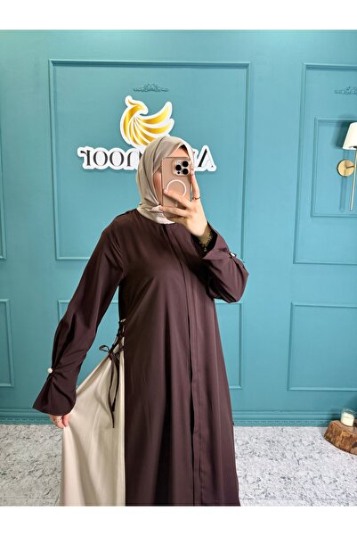 Nissra Ankanoor Yandan Garnili Gizli Fermuarlı Ferace ANKA255118