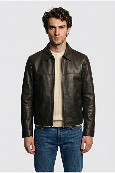 Elle Shoes Kahve Deri Erkek Ceket