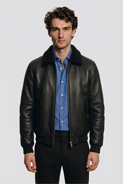 Elle Shoes Siyah Deri Erkek Ceket