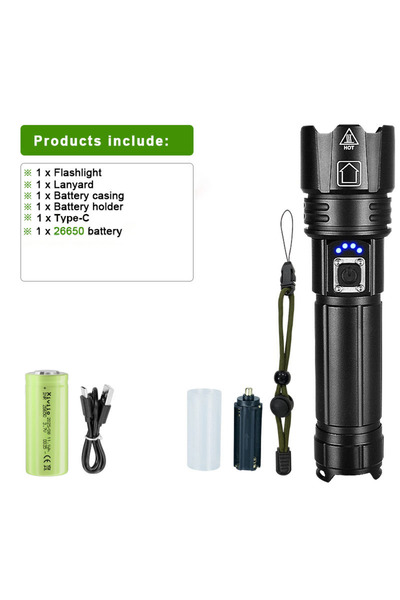Choice D-26650 Battery 990000LM 600W LED Flashlight Portable Rechargeable Lamp Super Bright Lantern Tactica