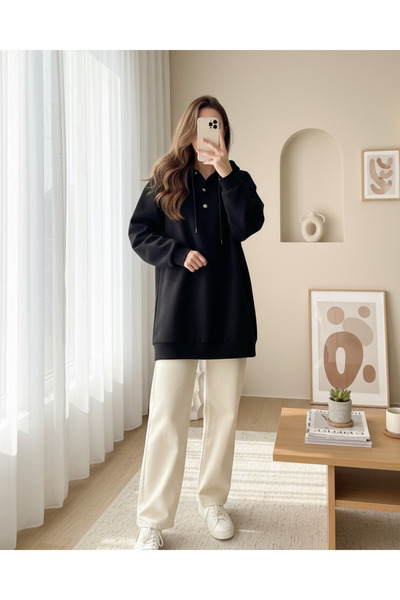 HİJABAYA Φούτερ με κουκούλα Raster με τρεις κλωστές με κούμπωμα στον γιακά