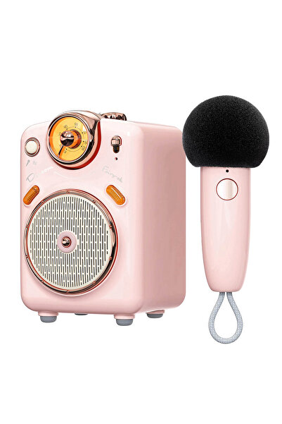 DIVOOM Fairy-ok Pembe Karaoke Mikrofonlu Fm Radyolu Bluetooth Hoparlör